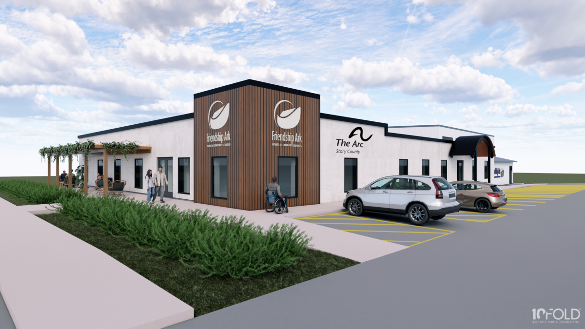 A rendering of the future location of Friendship Ark and The Arc of Story County.