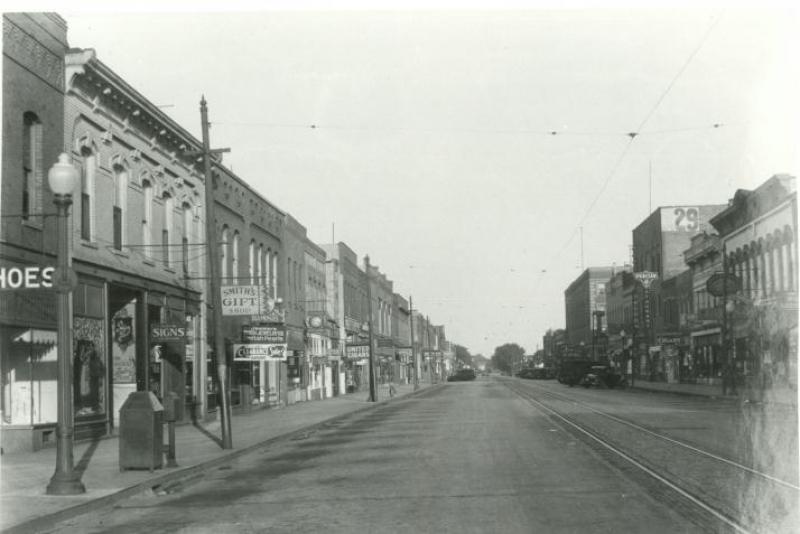 A look at downtown Ames looking west on Main Street from the Douglas Avenue corner from the 1920s or early '30s. (Provided by Ames Public Library)