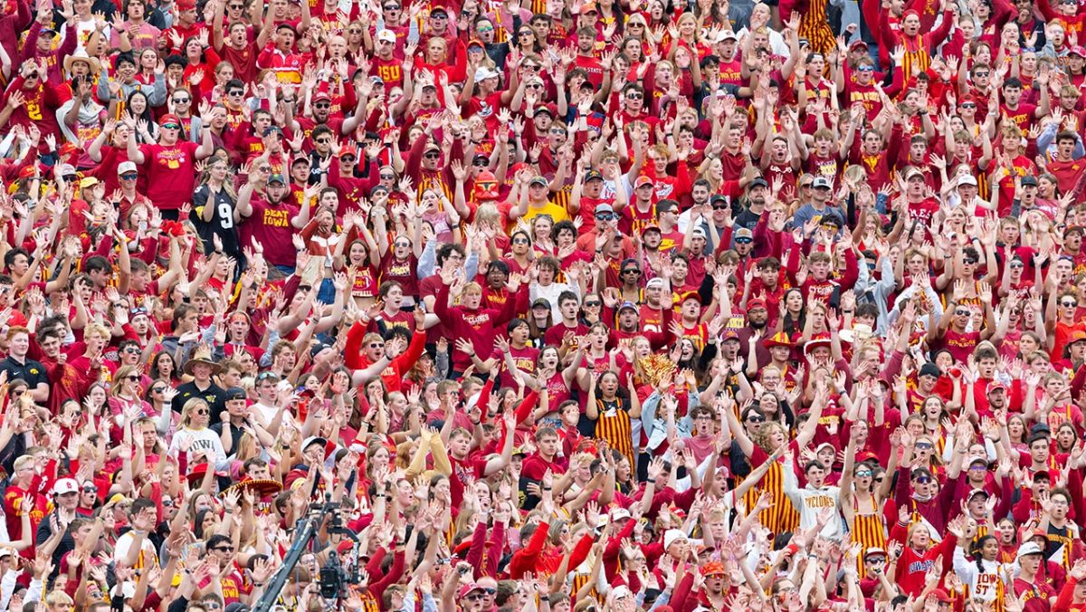 The student section cheers on the Cyclones during their 2025 win over Iowa at Jack Trice Stadium. This fall's enrollment numbers show it was another year of overall growth, aided by a large class of new students and strong retainment from last year's new students.