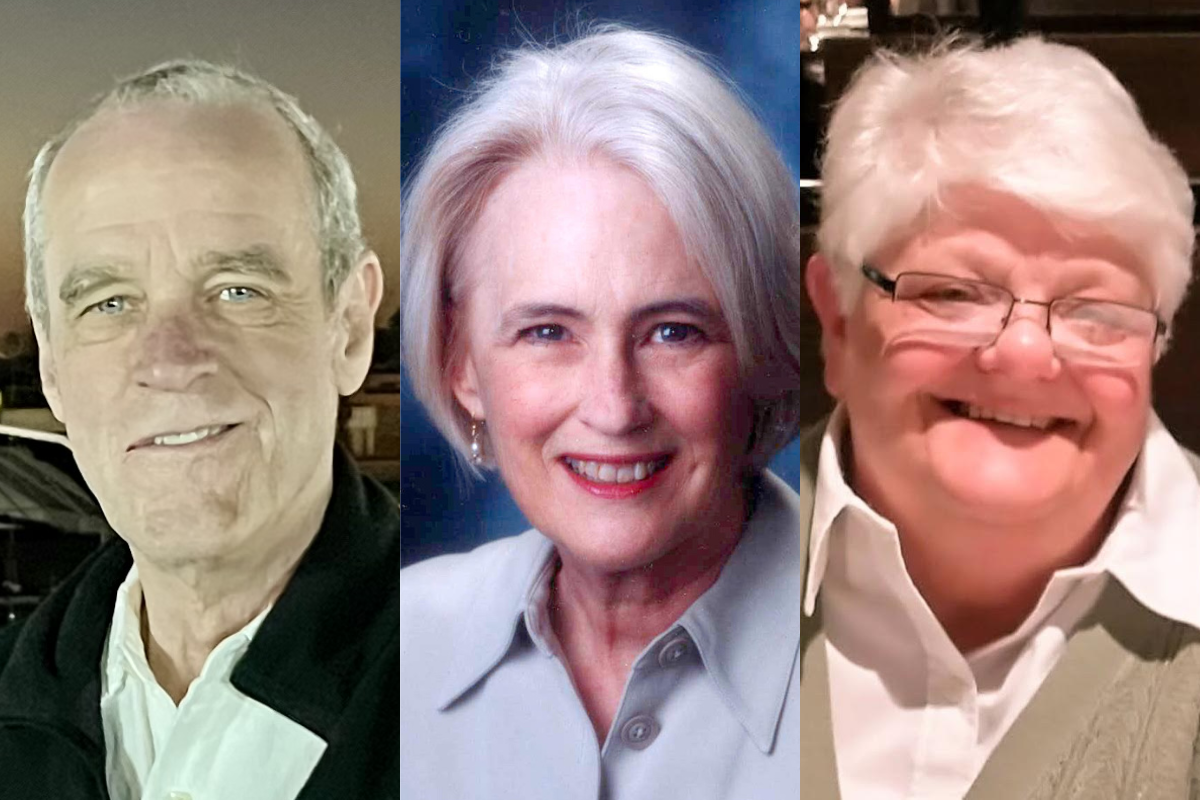 The three candidates for the hospital Board of Trustees. From left, Paul Hudson, Mary Kitchell, and Beth Swenson.