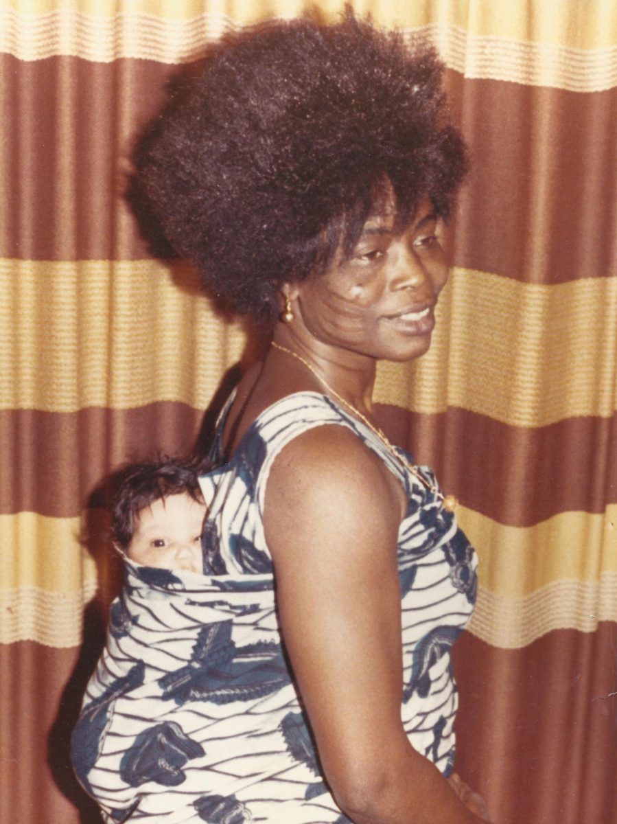 Mary Salawuh-Warren, picture here with baby Medina, moved to Ames in 1972 and owned Mary’s Infant Daycare, caring for infants. A Ghana native, she also worked to educate the Ames community and advocate for the people of her home country. (Photo: Ames History Museum)