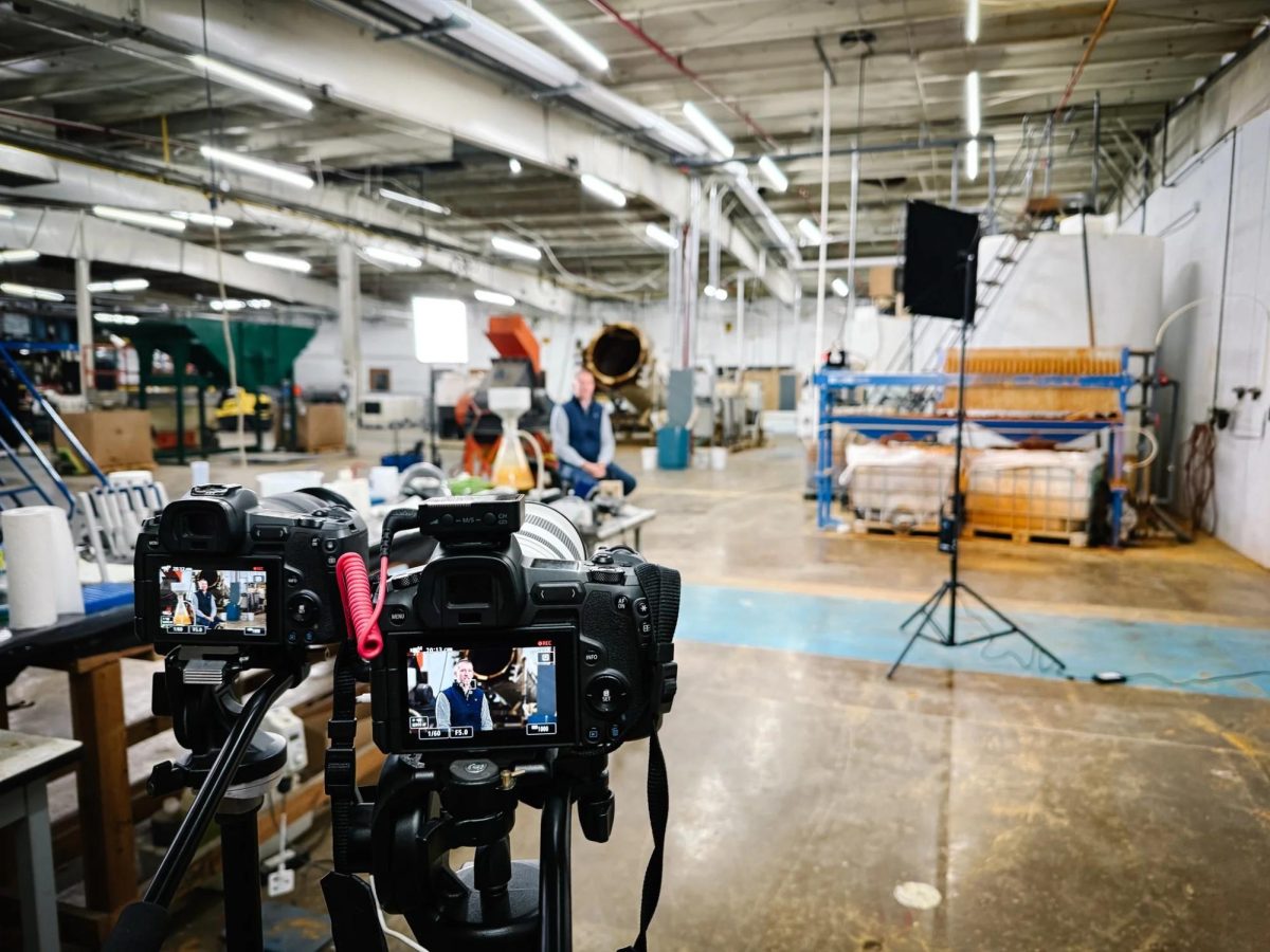 Behind the scenes of the filming of Urban Mining, a recent short documentary by Eric Smidt. He is helming the inaugural Ames Documentary Film Festival this fall. (Photo: Eric Smidt/Ames Regional Economic Alliance)