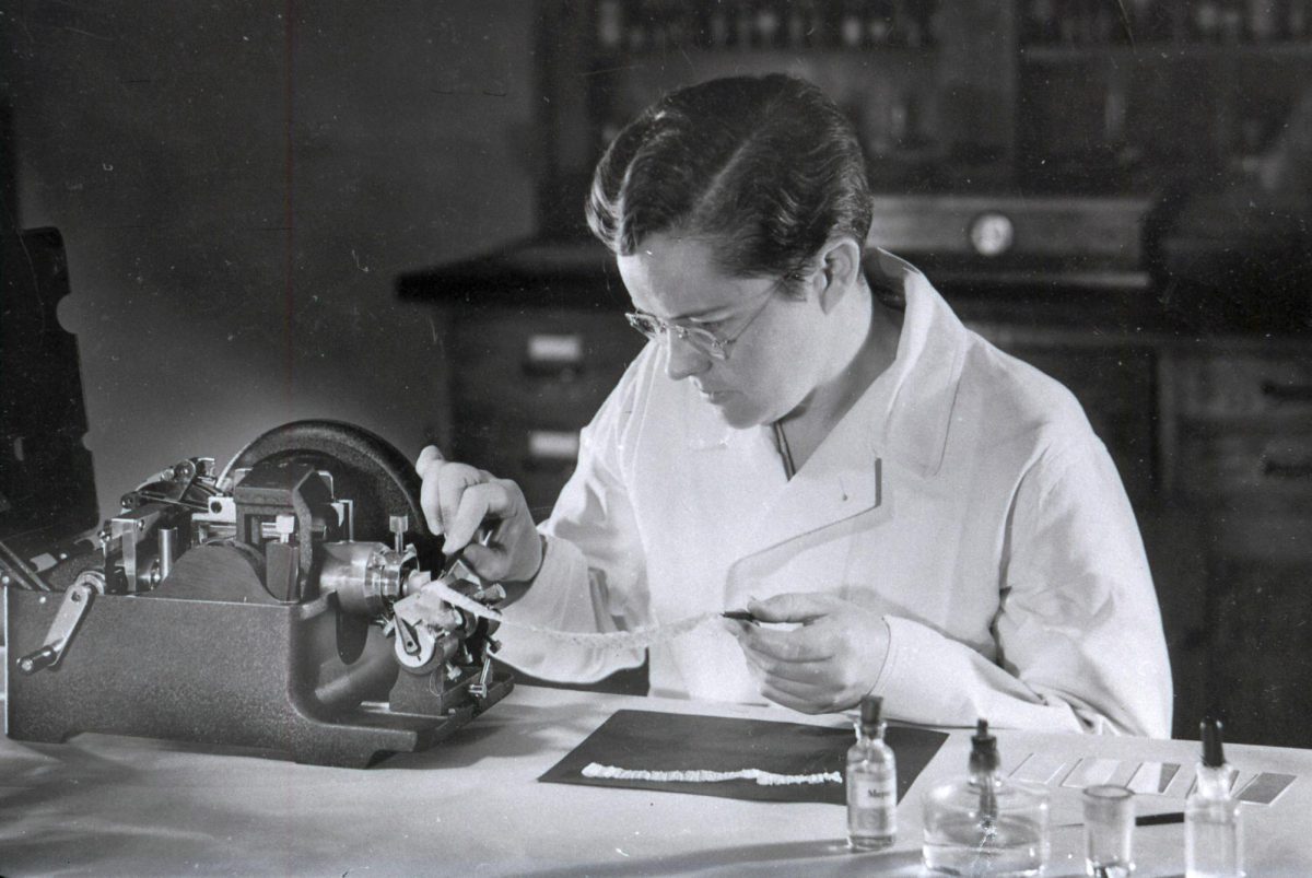 Margaret Sloss grew up on the Iowa State University campus and gained an interest in veterinary medicine, but she was initially denied admission to the male-only College of Veterinary Medicine. Researching her rights that she couldn't be refused admission on the basis of sex, she was admitted and became the first woman to graduate from Iowa State with a degree in veterinary medicine. (Photo: Farwell T. Brown Photographic Archive/Ames Public Library)