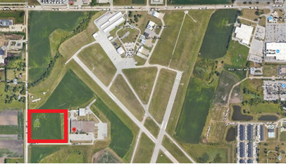 The red box is the proposed site of a data center which would be located at the Ames Airport. (Image: City of Ames)