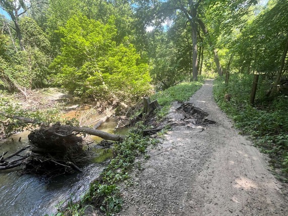 Flooding damage has closed this popular trail west of Iowa State University. (Photo: City of Ames)